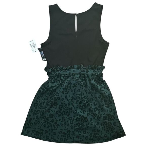 NWT Trixxi Fit & Flare Animal Print Green & Black Belted Stretch Mini Dress XL - Picture 4 of 7